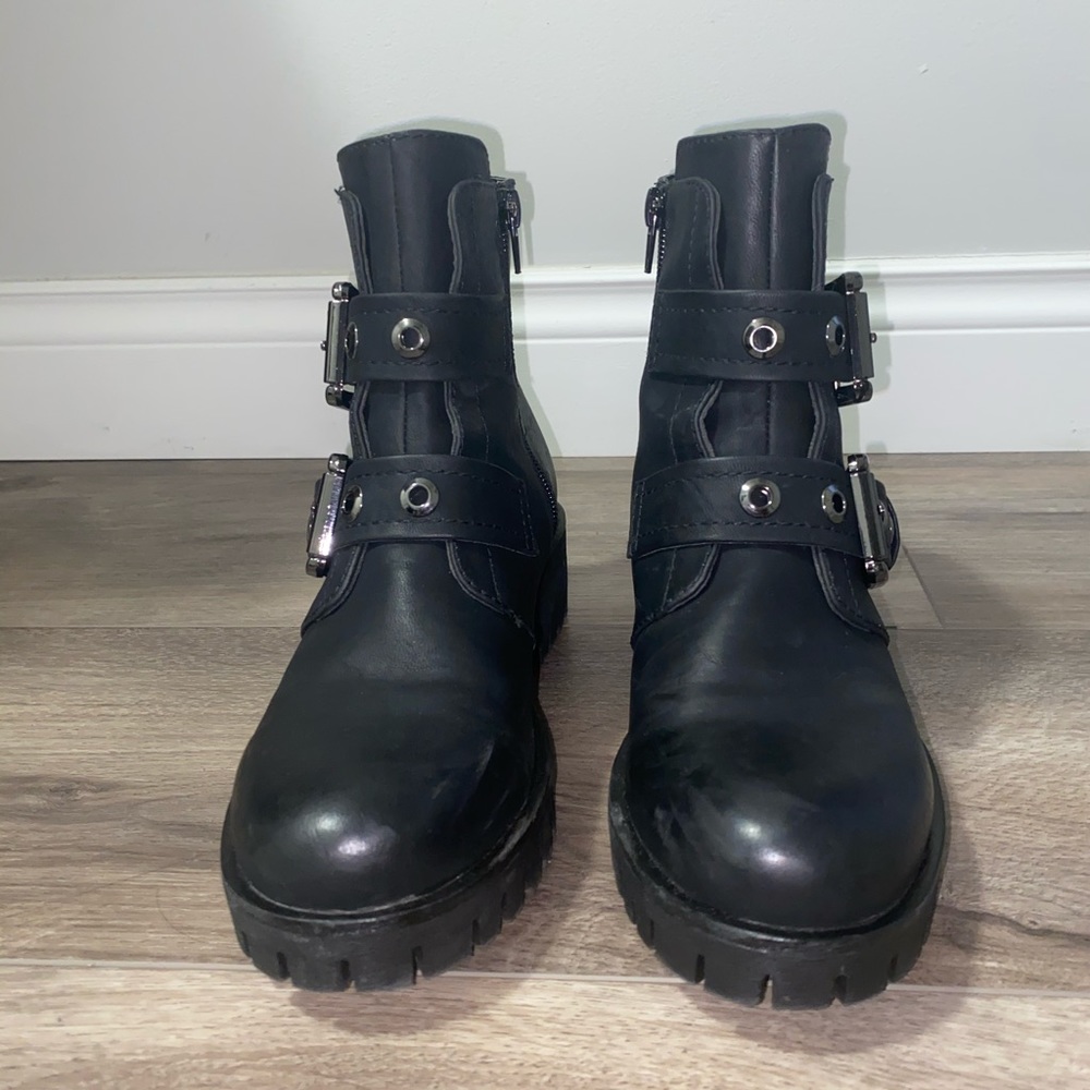 Madden Girl Black Ankle Booties with Buckle Straps